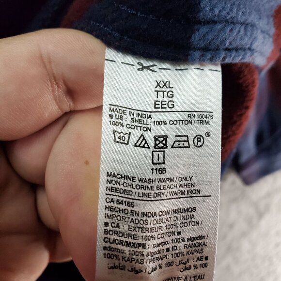 Old Navy Shirt Mens XXL Blue & Red Plaid Regular Fit Cotton Flannel Shirt - Picture 3 of 8